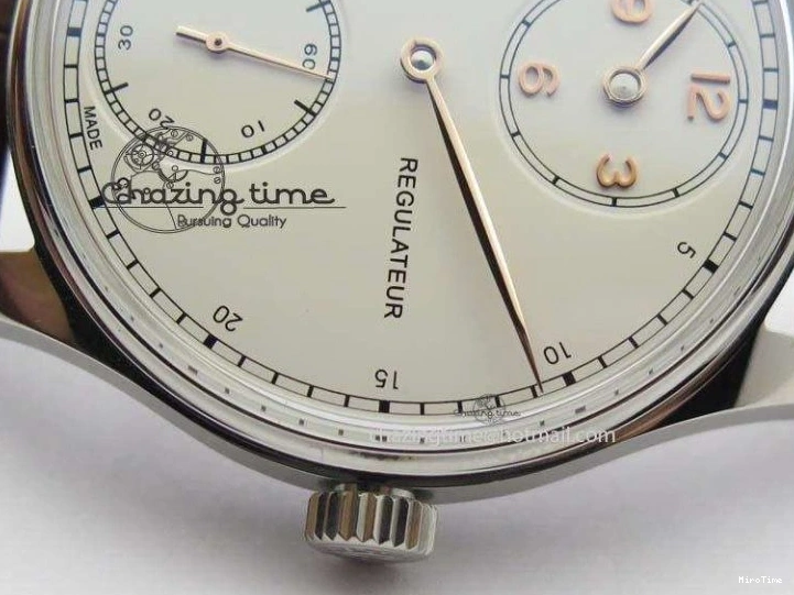 MIROTIME 0122 Sustainable Portuguese IW5444 SS White Dial RG Numbers On Brown Leather Strap A 7256